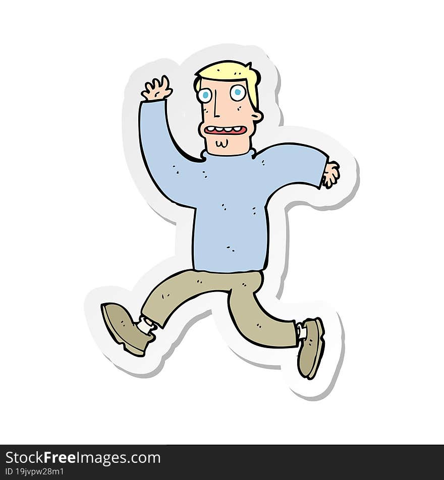 Sticker Of A Cartoon Terrified Man