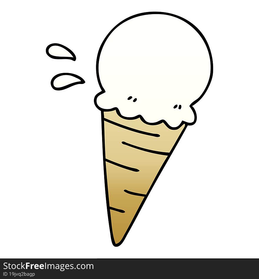 Quirky Gradient Shaded Cartoon Vanilla Ice Cream