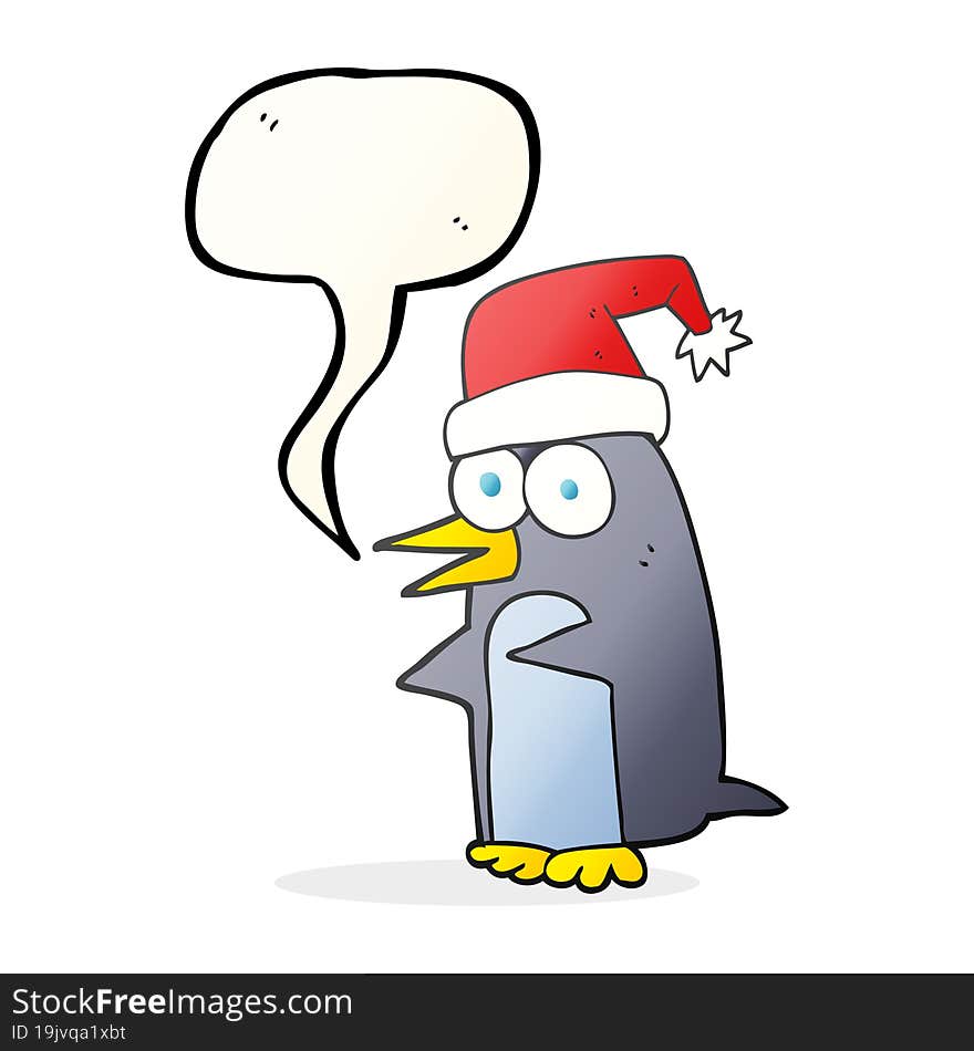 speech bubble cartoon christmas penguin