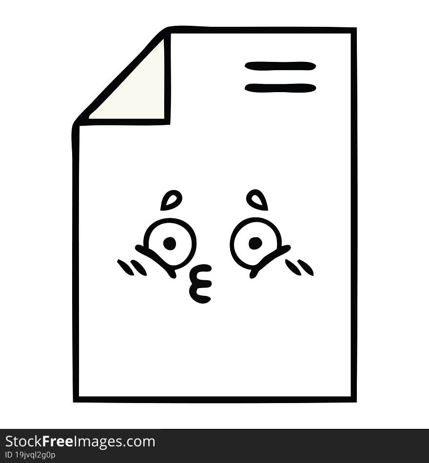 cute cartoon of a sheet of paper. cute cartoon of a sheet of paper