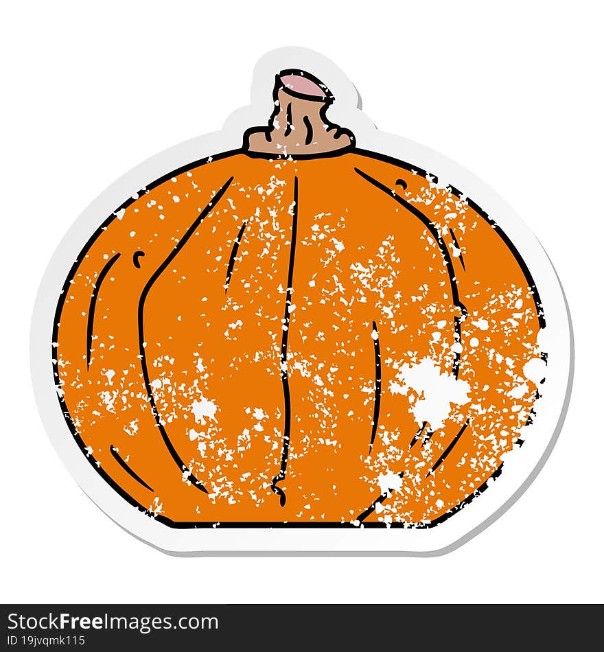 Distressed Sticker Cartoon Doodle Of A Pumpkin