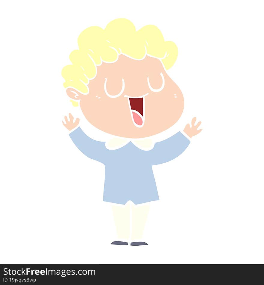 laughing flat color style cartoon man