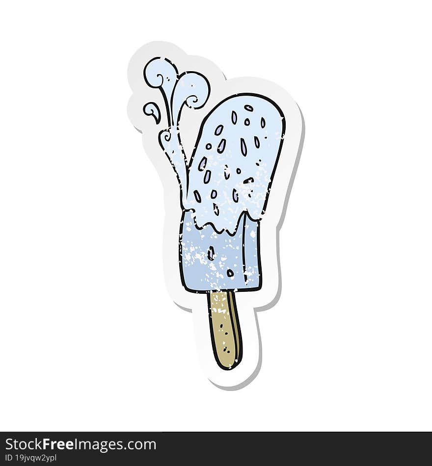 Retro Distressed Sticker Of A Cartoon Ice Lolly