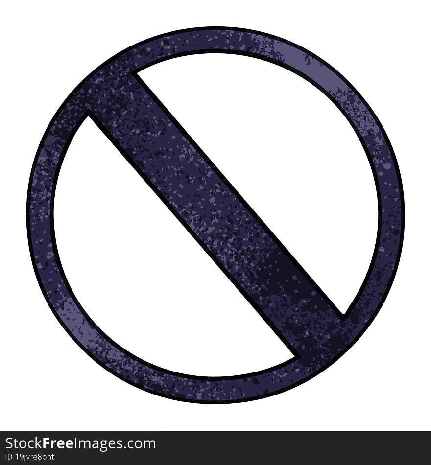 retro grunge texture cartoon of a no entry sign