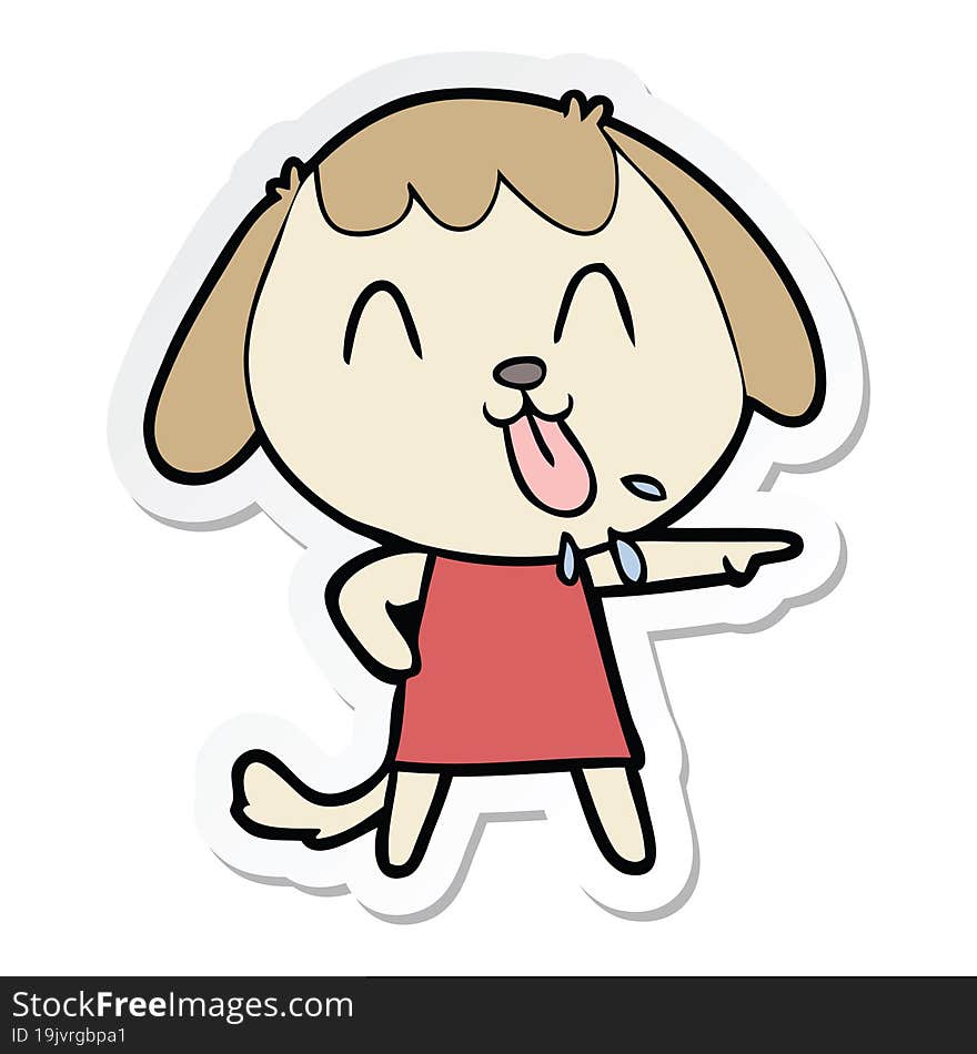 Sticker Of A Cute Cartoon Dog