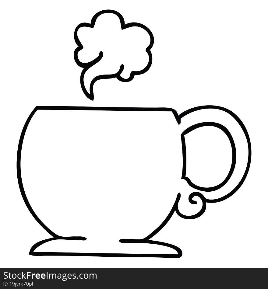 quirky line drawing cartoon hot drink