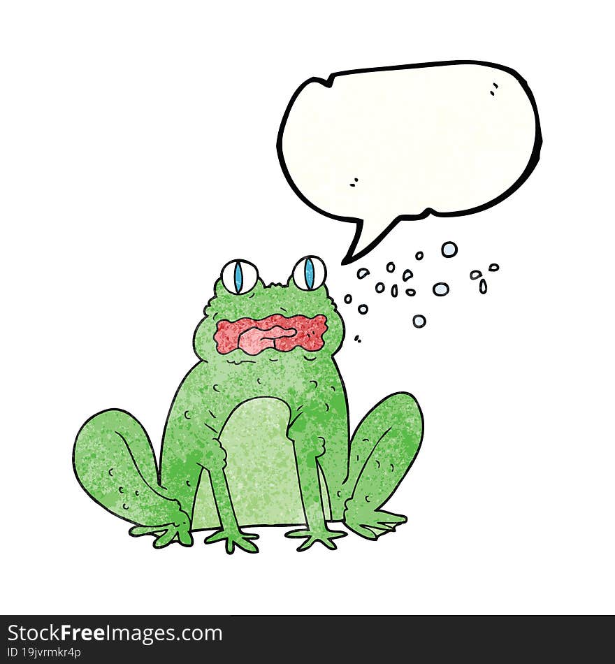 freehand speech bubble textured cartoon burping frog