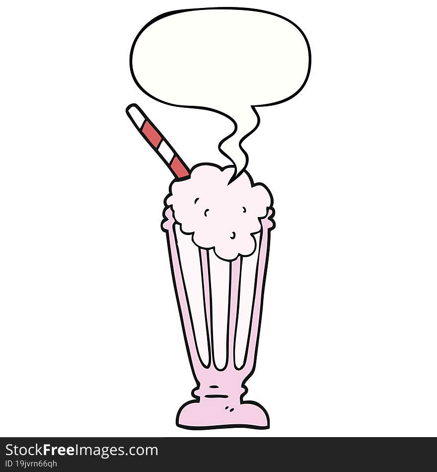 cartoon milkshake and speech bubble