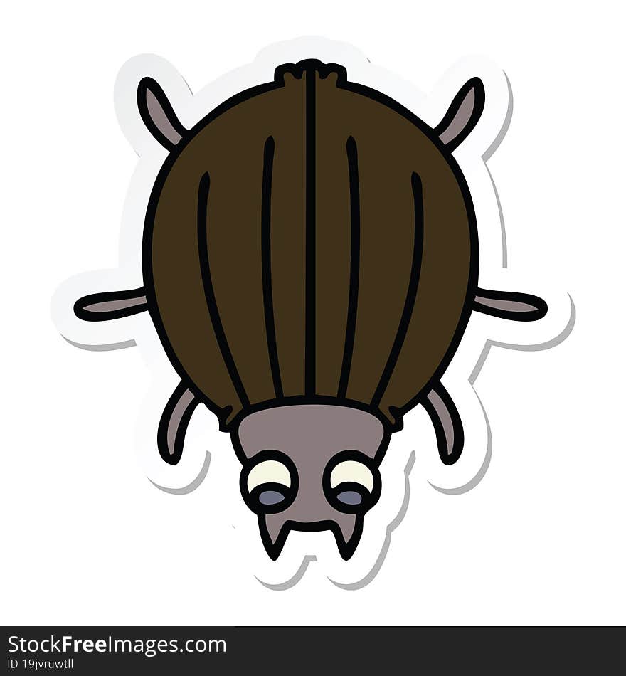 sticker of a quirky hand drawn cartoon beetle