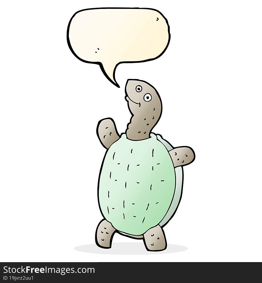 cartoon happy turtle with speech bubble