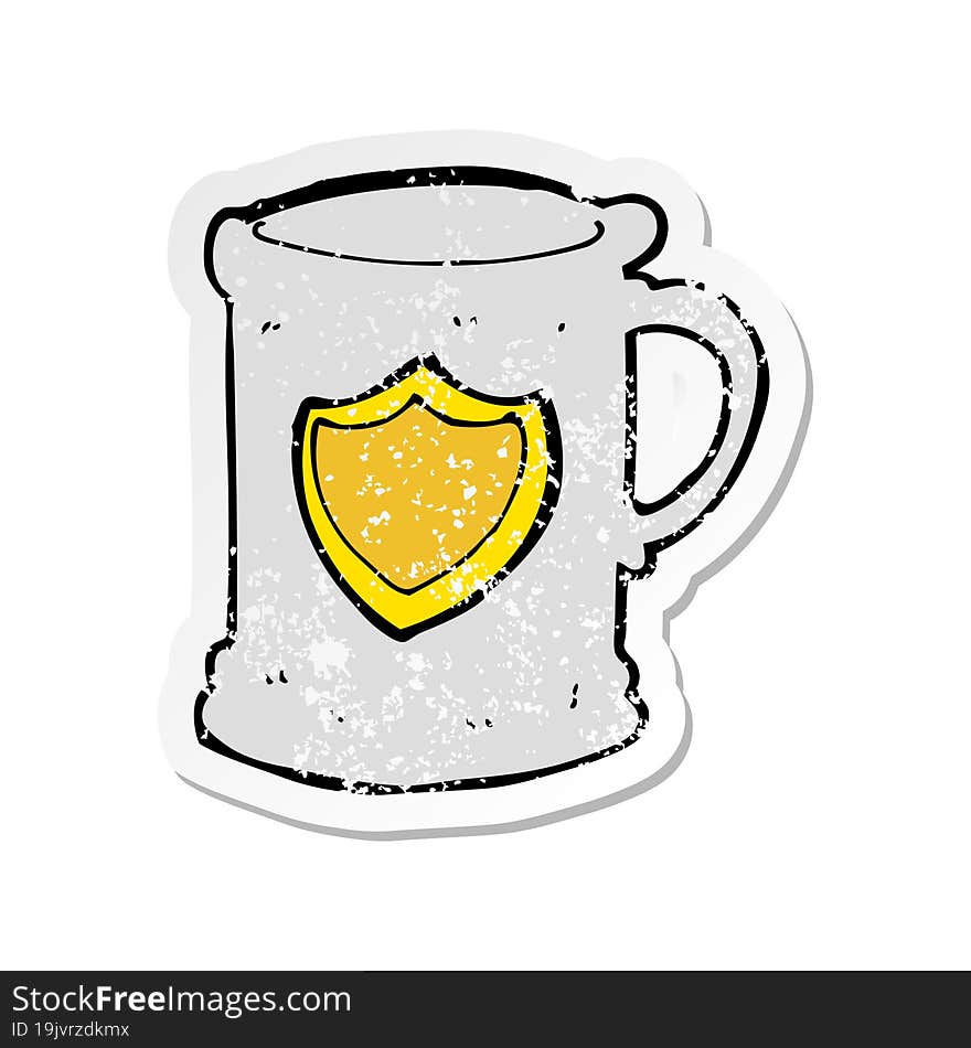 retro distressed sticker of a cartoon tankard