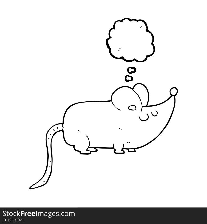 cute freehand drawn thought bubble cartoon mouse. cute freehand drawn thought bubble cartoon mouse