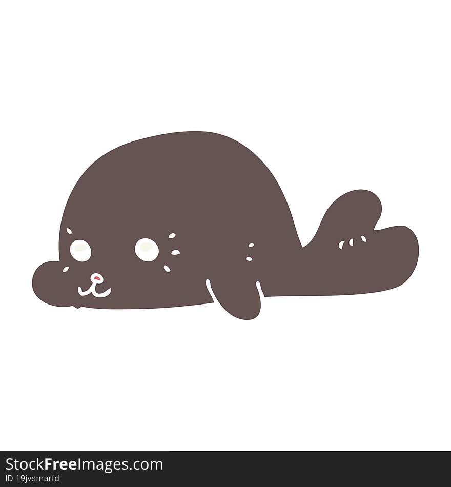 flat color style cartoon baby seal