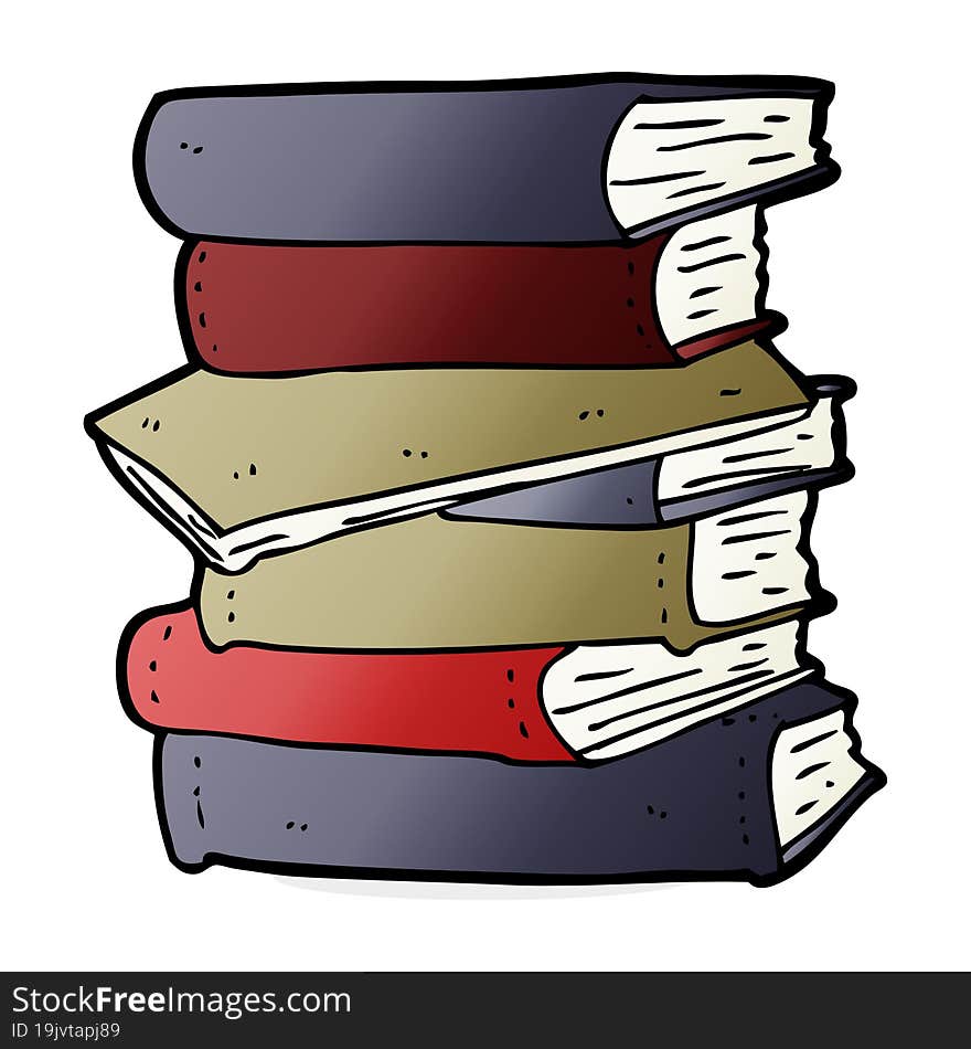 cartoon pile of books