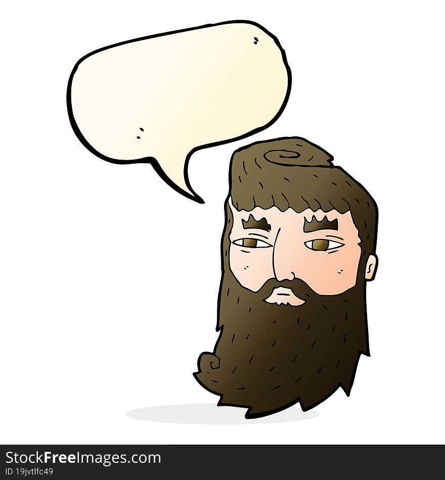 cartoon bearded man with speech bubble