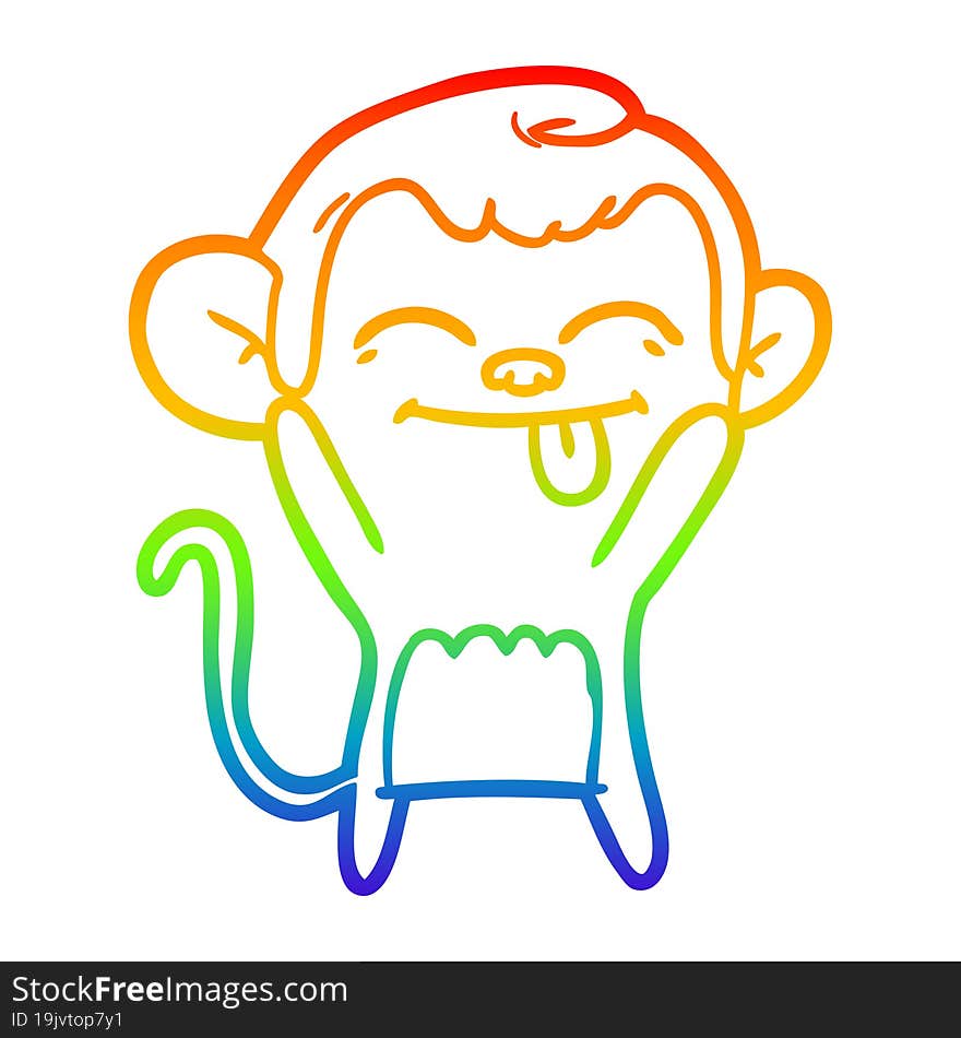 rainbow gradient line drawing funny cartoon monkey