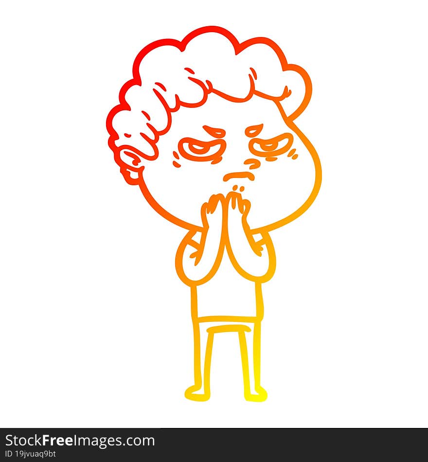 warm gradient line drawing cartoon angry man