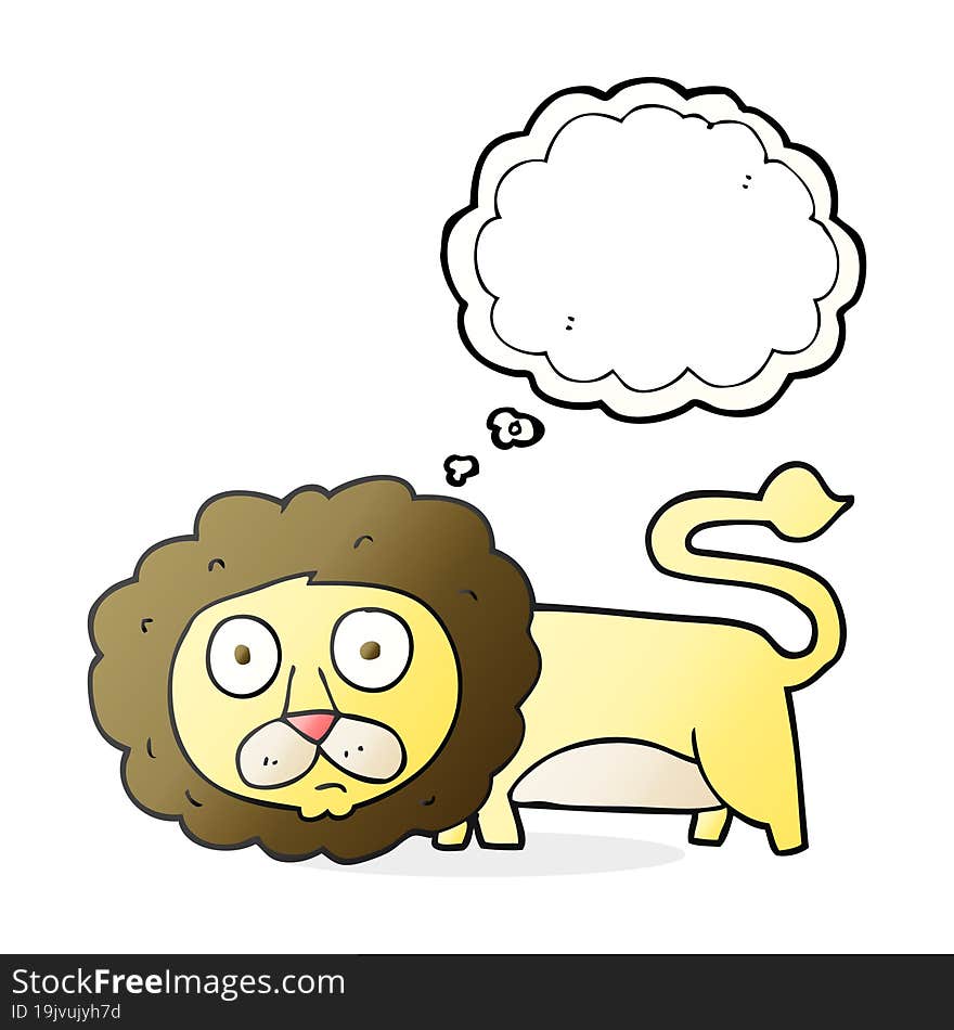 freehand drawn thought bubble cartoon lion