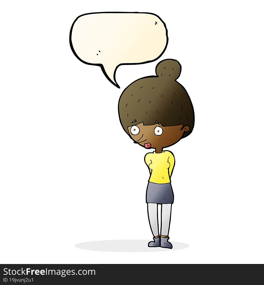 cartoon woman staring with speech bubble