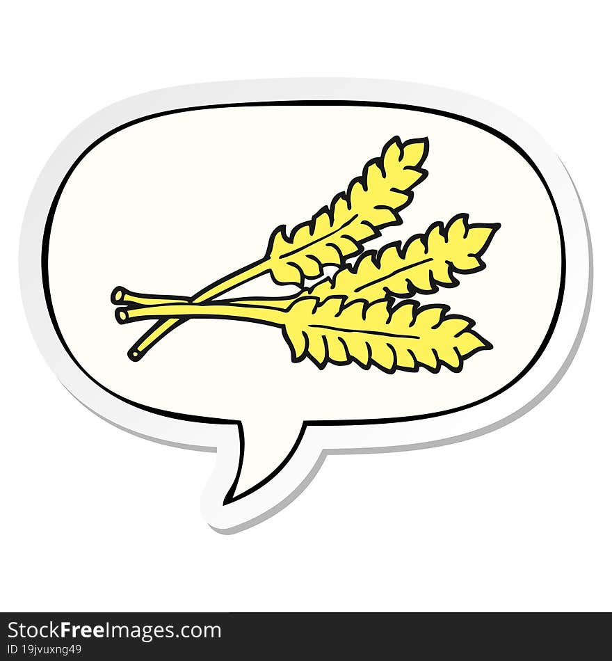 cartoon wheat and speech bubble sticker