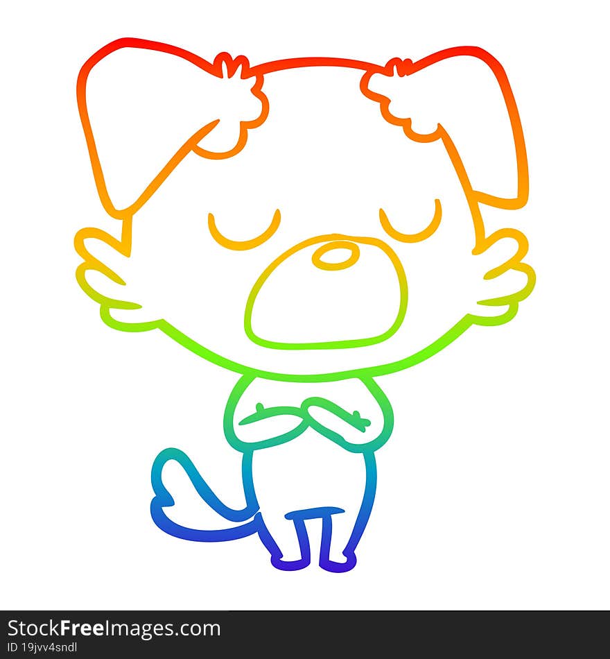 Rainbow Gradient Line Drawing Cartoon Dog