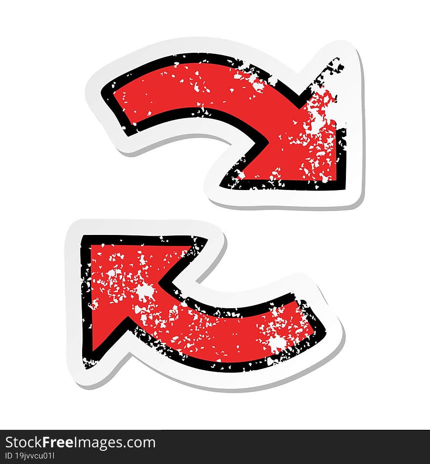 distressed sticker of a cute cartoon directional arrow