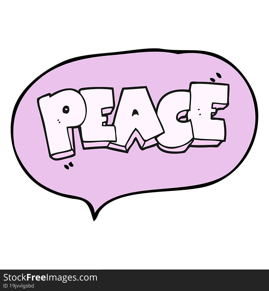 speech bubble cartoon word peace