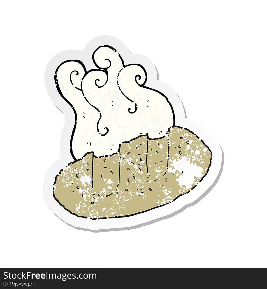 retro distressed sticker of a cartoon bread