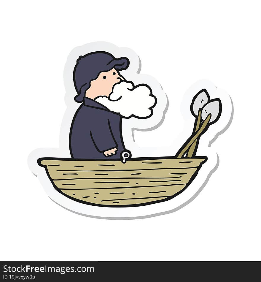 sticker of a cartoon fisherman