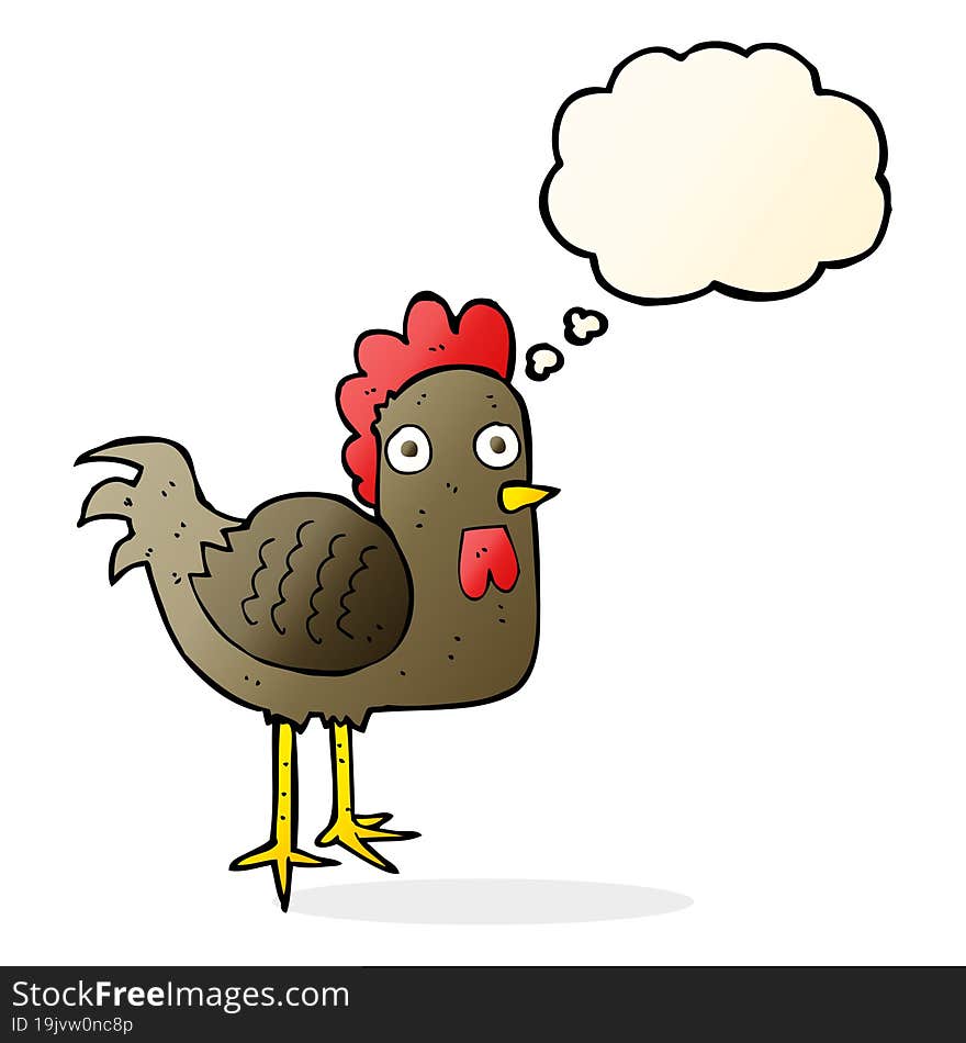 Cartoon Chicken With Thought Bubble