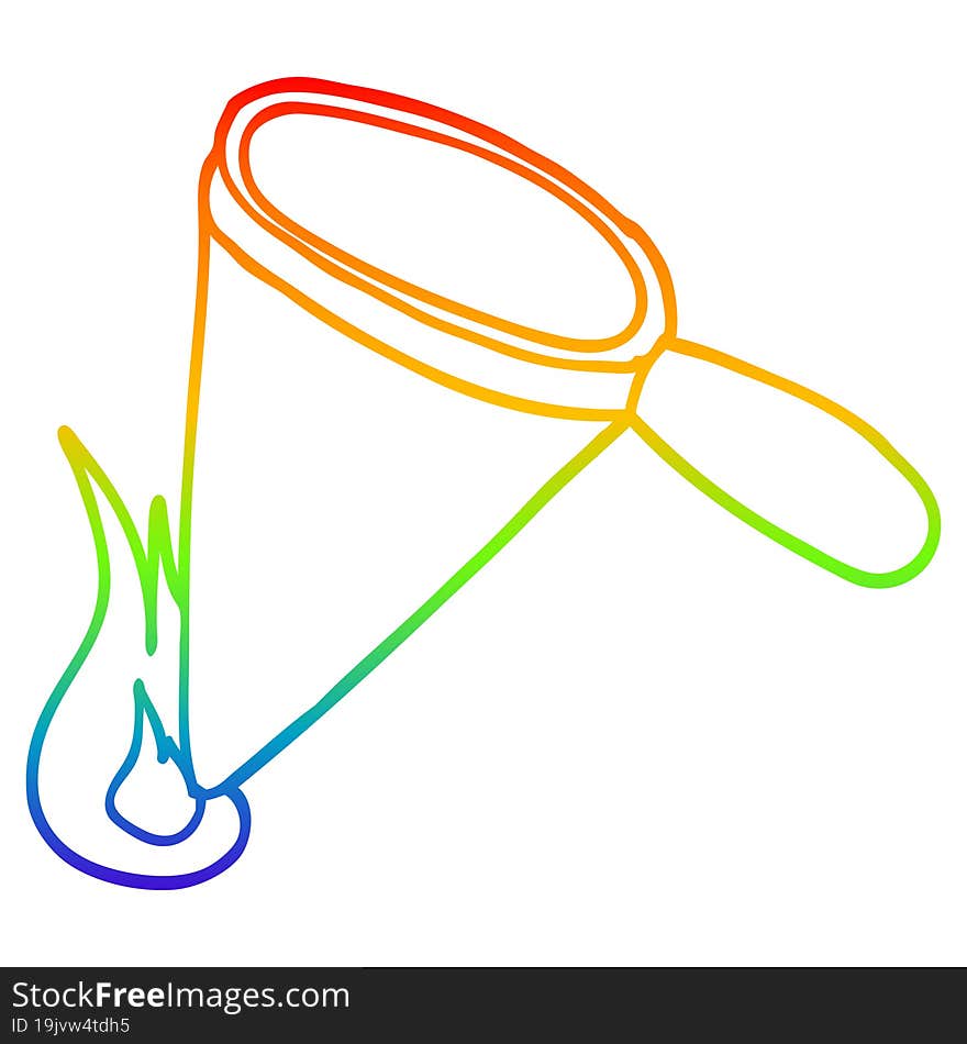 rainbow gradient line drawing cartoon magnifying glass