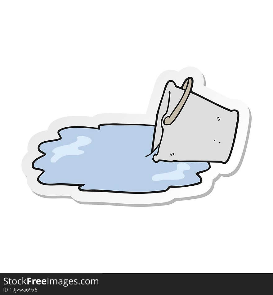 Sticker Of A Cartoon Spilled Bucket