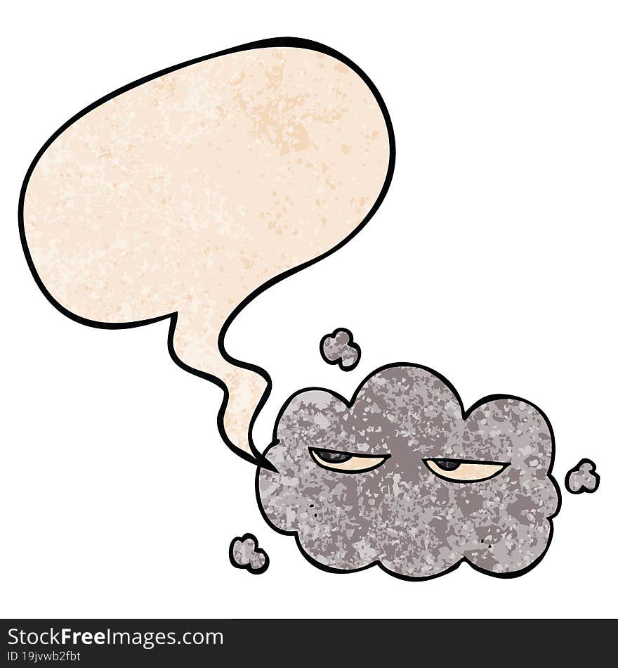 cute cartoon cloud and speech bubble in retro texture style