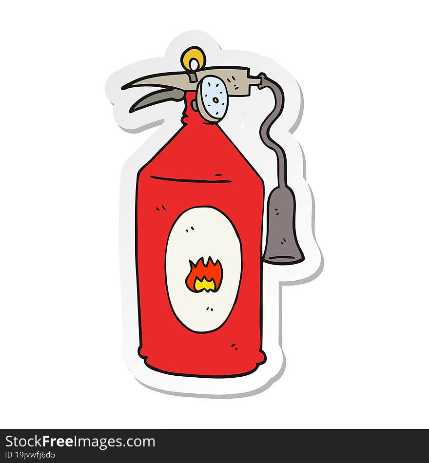 Sticker Of A Cartoon Fire Extinguisher