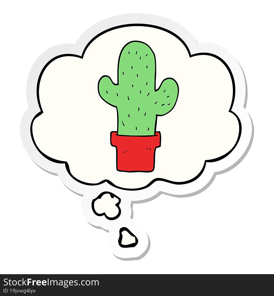 cartoon cactus and thought bubble as a printed sticker