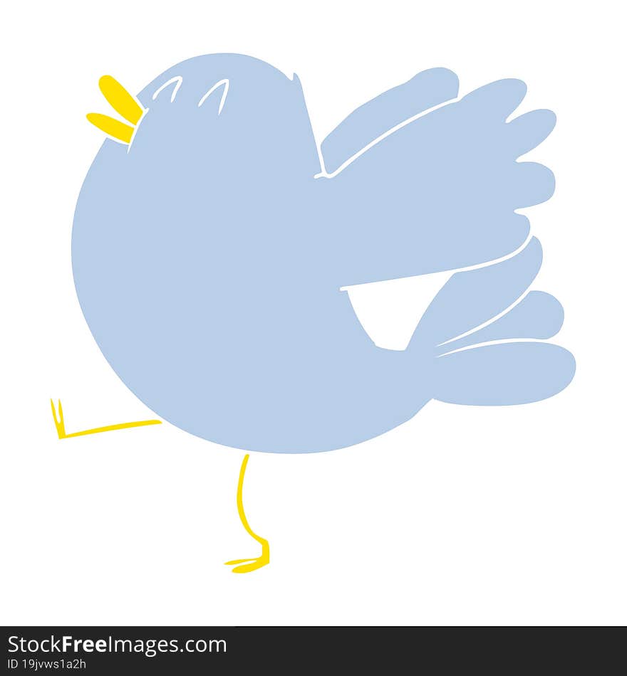 Flat Color Style Cartoon Flapping Bird