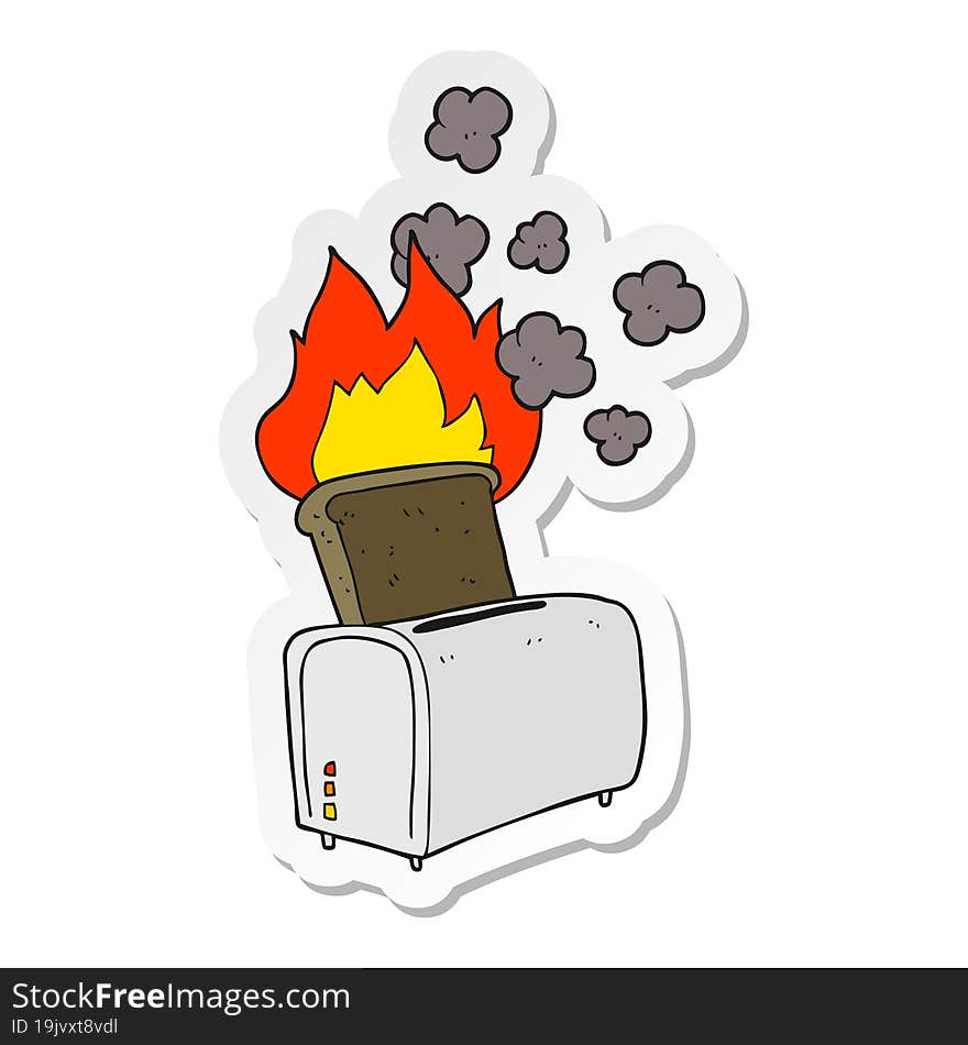 sticker of a cartoon burnt toast