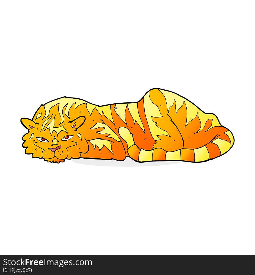 Cartoon Resting Tiger