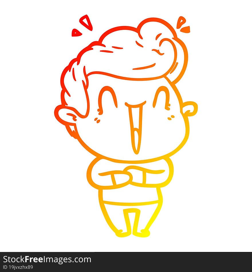 warm gradient line drawing of a excited man cartoon