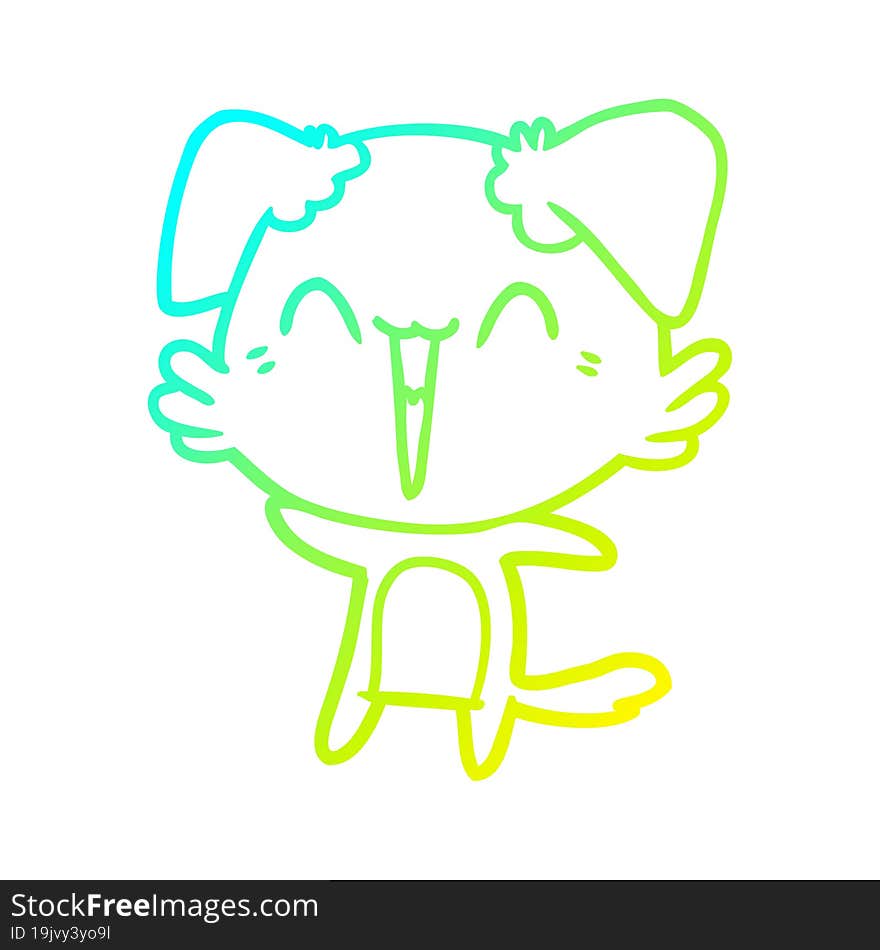 cold gradient line drawing happy little dog cartoon