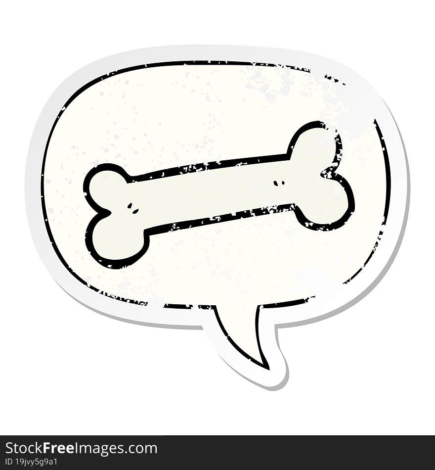 cartoon bone and speech bubble distressed sticker