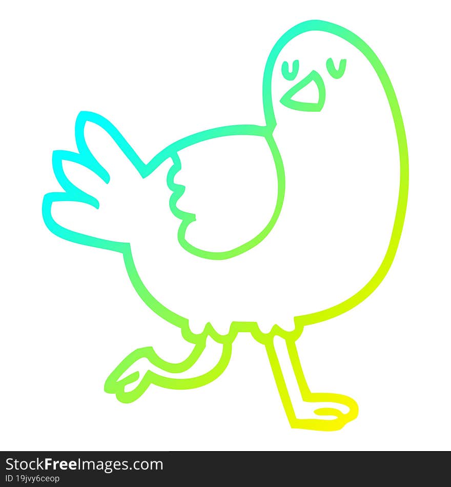 cold gradient line drawing cartoon bird running