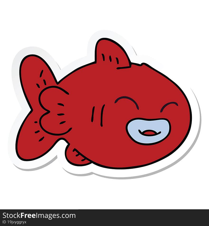 sticker of a quirky hand drawn cartoon fish