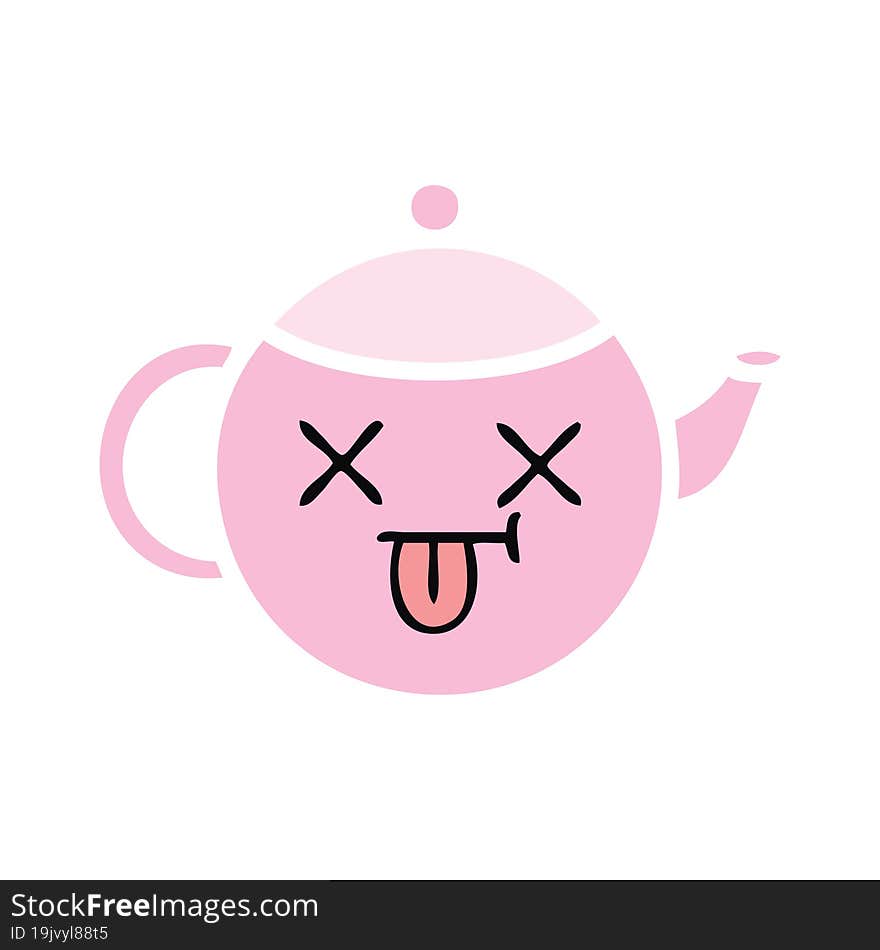 flat color retro cartoon teapot