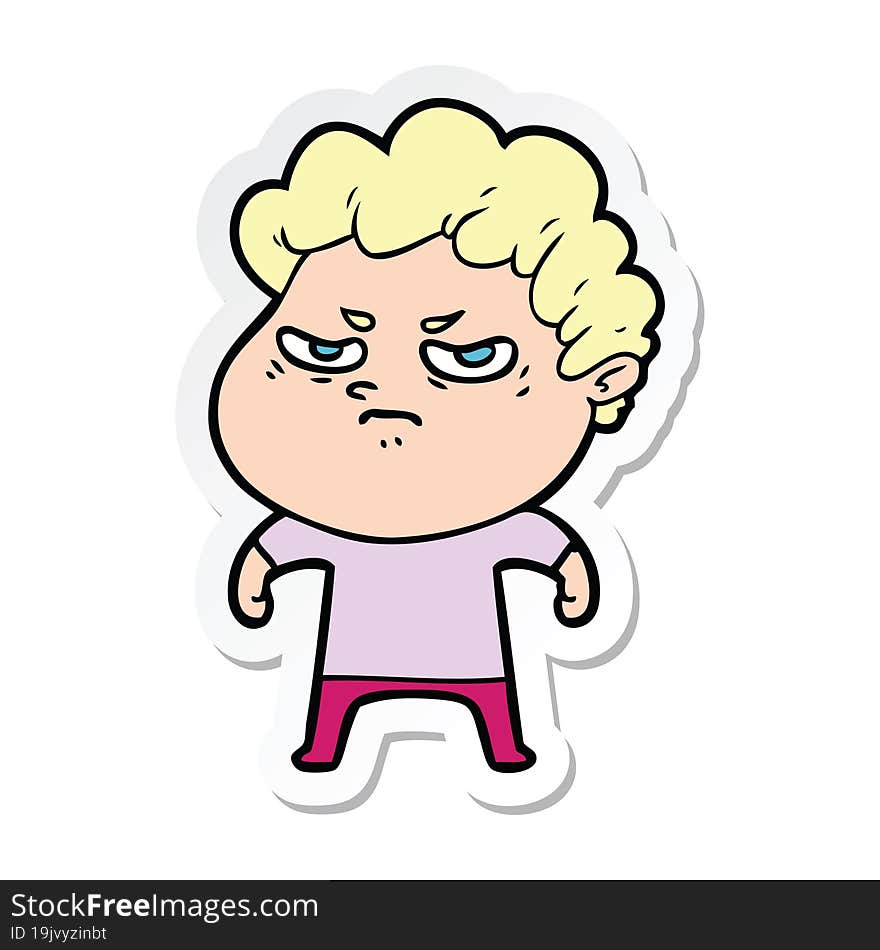 sticker of a cartoon angry man