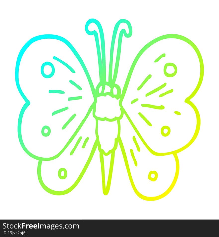 cold gradient line drawing of a cartoon butterfly