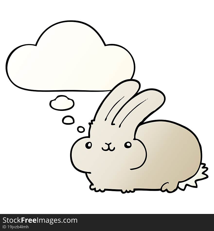 cartoon rabbit with thought bubble in smooth gradient style