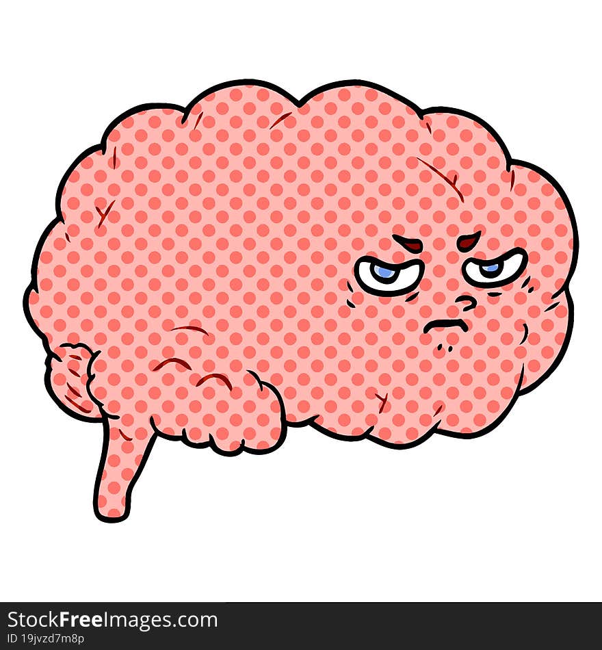 cartoon angry brain. cartoon angry brain