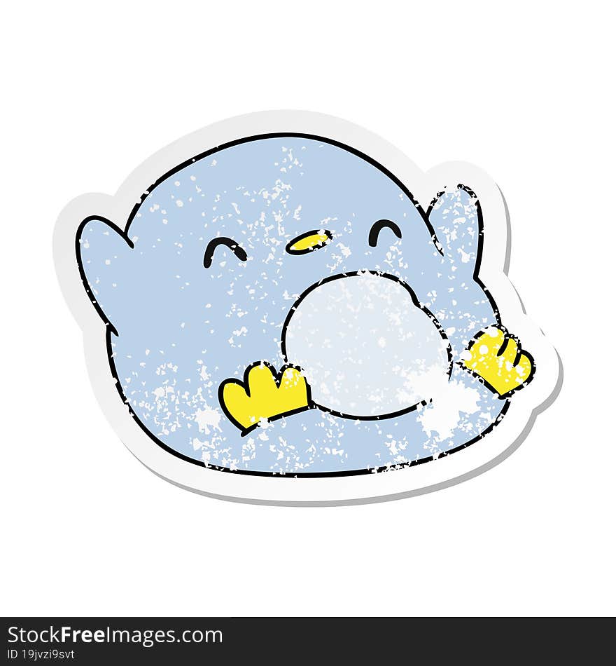 Distressed Sticker Cartoon Kawaii Of A Cute Penguin