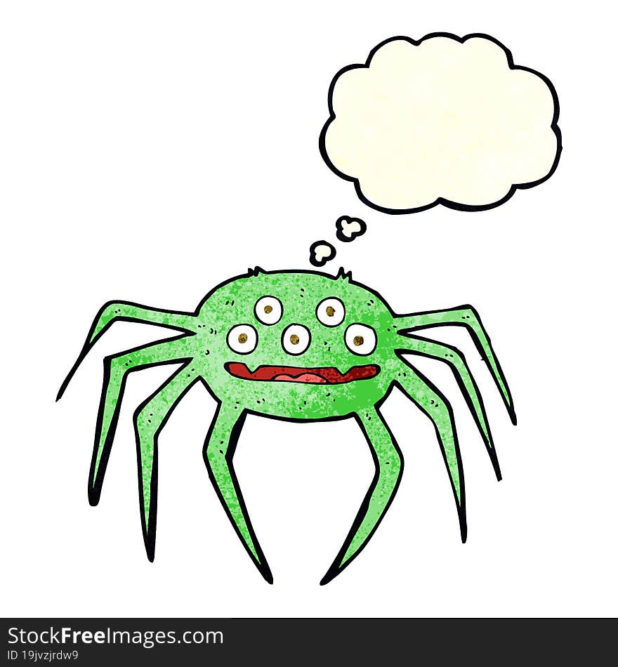 Cartoon Halloween Spider With Thought Bubble